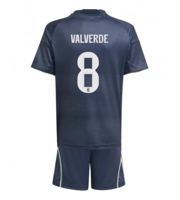 Real Madrid Federico Valverde #8 Bortatröja Barn 2025-26 Kortärmad (+ Korta byxor)